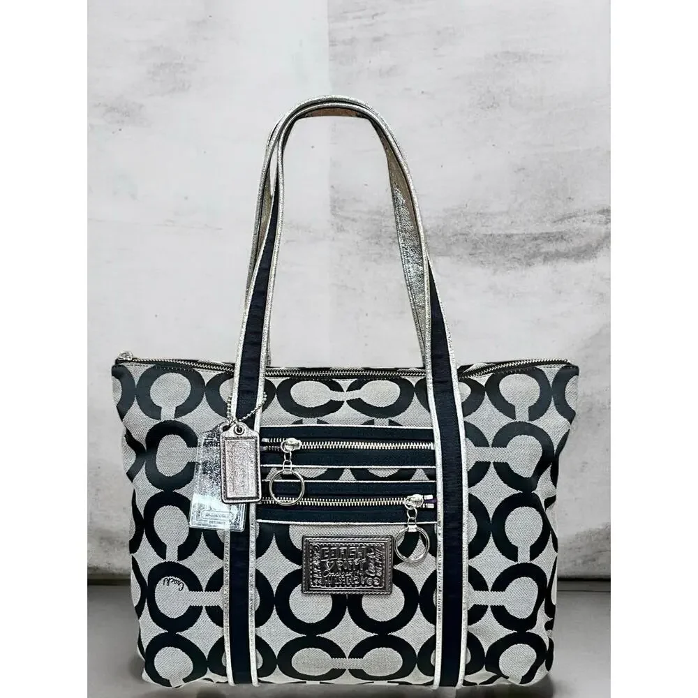 Y2K Coach 13826 Poppy OP Art Signature Tote & Applique Wristlet Set